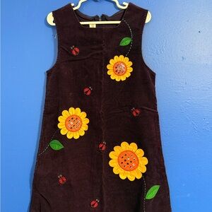 Charming Kids Dress with Sunflower and Ladybug Design